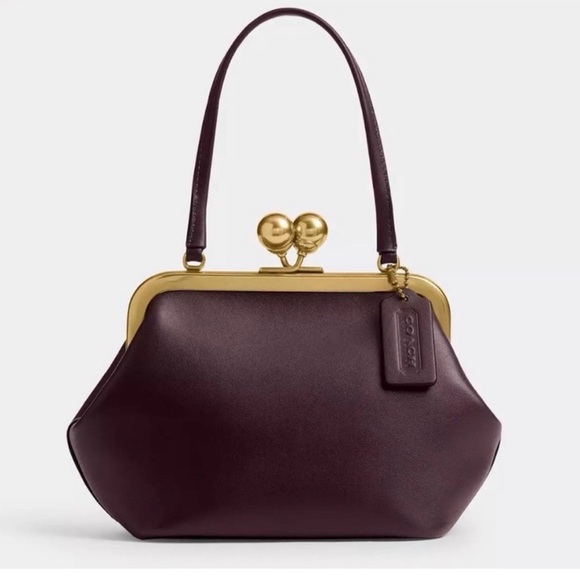 Coach Kisslock Frame Bag in Dark Purple and Brass - Picture 3 of 3